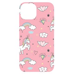 Cute-unicorn-seamless-pattern Iphone 14 Black Uv Print Case by Vaneshart