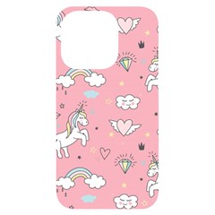 Cute-unicorn-seamless-pattern Iphone 14 Pro Black Uv Print Case by Vaneshart