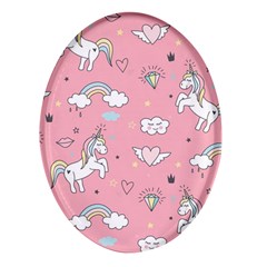 Cute-unicorn-seamless-pattern Oval Glass Fridge Magnet (4 Pack) by Vaneshart