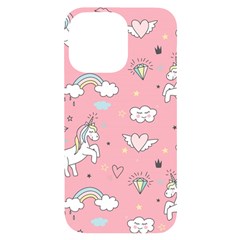 Cute-unicorn-seamless-pattern Iphone 14 Pro Max Black Uv Print Case by Vaneshart