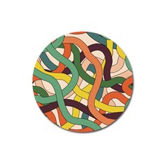 Snake Stripes Intertwined Abstract Magnet 3  (round) by Vaneshop