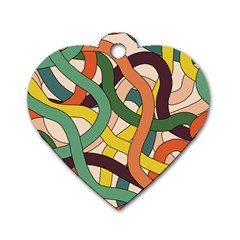 Snake Stripes Intertwined Abstract Dog Tag Heart (two Sides) by Vaneshop