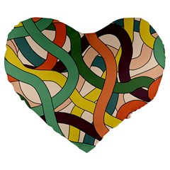 Snake Stripes Intertwined Abstract Large 19  Premium Flano Heart Shape Cushions by Vaneshop