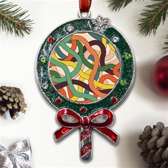 Snake Stripes Intertwined Abstract Metal X mas Lollipop With Crystal Ornament by Vaneshop