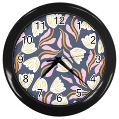 Flowers Pattern Floral Pattern Wall Clock (black)