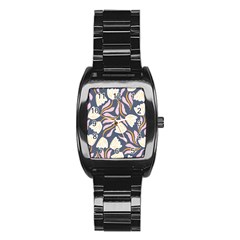 Flowers Pattern Floral Pattern Stainless Steel Barrel Watch by Vaneshop