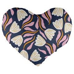 Flowers Pattern Floral Pattern Large 19  Premium Flano Heart Shape Cushions by Vaneshop