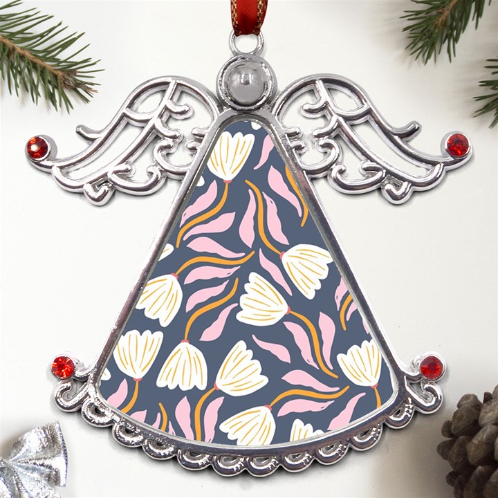 Flowers Pattern Floral Pattern Metal Angel with Crystal Ornament