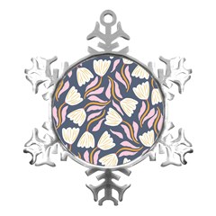 Flowers Pattern Floral Pattern Metal Small Snowflake Ornament by Vaneshop