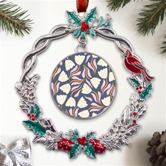 Flowers Pattern Floral Pattern Metal X mas Wreath Holly Leaf Ornament