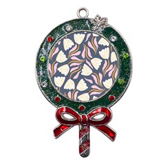 Flowers Pattern Floral Pattern Metal X mas Lollipop With Crystal Ornament by Vaneshop