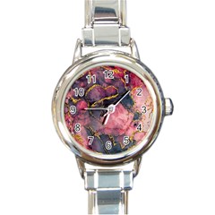 Pink Texture Resin Round Italian Charm Watch