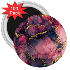 Pink Texture Resin 3  Magnets (100 Pack) by Vaneshop