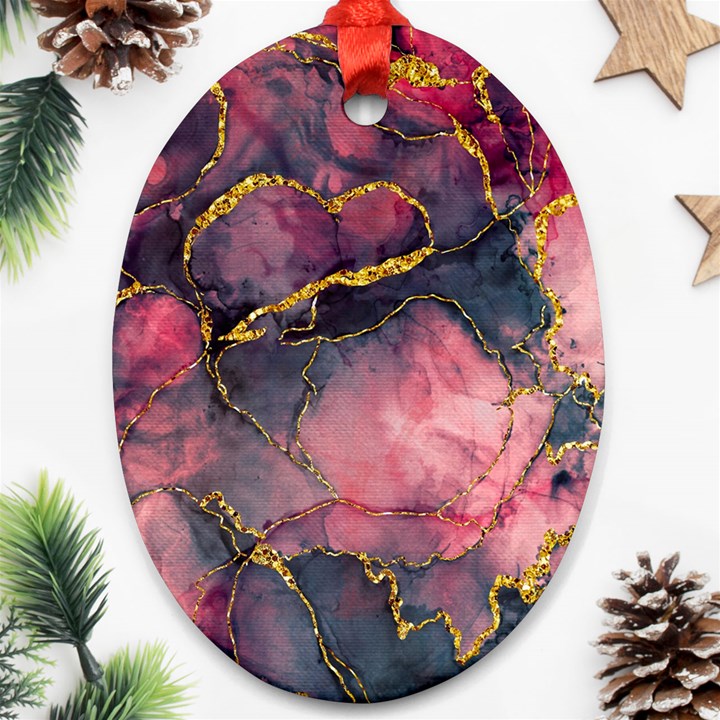 Pink Texture Resin Oval Ornament (Two Sides)