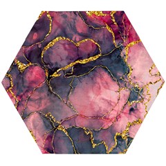 Pink Texture Resin Wooden Puzzle Hexagon