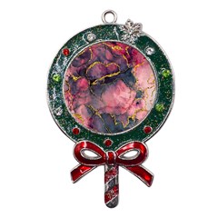 Pink Texture Resin Metal X mas Lollipop With Crystal Ornament by Vaneshop