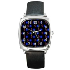 Background Pattern Graphic Square Metal Watch by Vaneshop