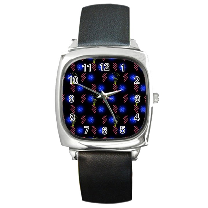 Background Pattern Graphic Square Metal Watch