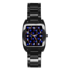 Background Pattern Graphic Stainless Steel Barrel Watch