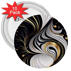 Pattern Gold Marble 3  Buttons (10 Pack)  by Vaneshop