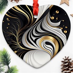 Pattern Gold Marble Heart Ornament (two Sides) by Vaneshop