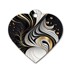 Pattern Gold Marble Dog Tag Heart (one Side) by Vaneshop