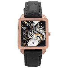 Pattern Gold Marble Rose Gold Leather Watch  by Vaneshop