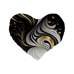 Pattern Gold Marble Standard 16  Premium Flano Heart Shape Cushions by Vaneshop