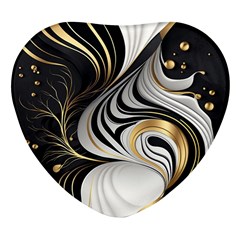 Pattern Gold Marble Heart Glass Fridge Magnet (4 Pack)