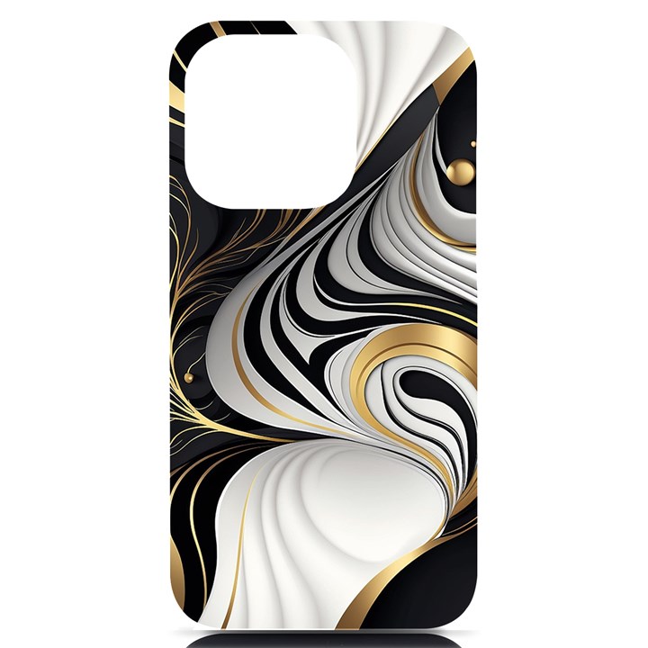 Pattern Gold Marble iPhone 14 Pro Black UV Print Case