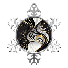 Pattern Gold Marble Metal Small Snowflake Ornament by Vaneshop