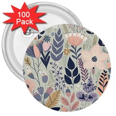 Flower Floral Pastel 3  Buttons (100 Pack)  by Vaneshop