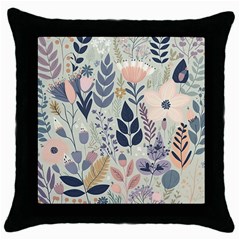 Flower Floral Pastel Throw Pillow Case (black) by Vaneshop