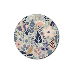 Flower Floral Pastel Rubber Coaster (round) by Vaneshop