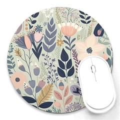 Flower Floral Pastel Round Mousepad by Vaneshop