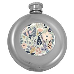 Flower Floral Pastel Round Hip Flask (5 Oz) by Vaneshop