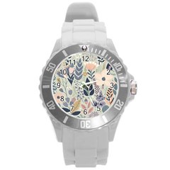 Flower Floral Pastel Round Plastic Sport Watch (l) by Vaneshop