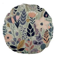 Flower Floral Pastel Large 18  Premium Flano Round Cushions by Vaneshop