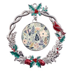 Flower Floral Pastel Metal X mas Wreath Holly Leaf Ornament by Vaneshop