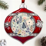 Flower Floral Pastel Metal Snowflake And Bell Red Ornament Front