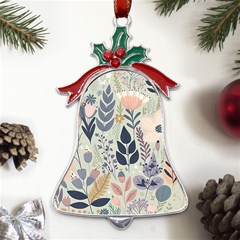 Flower Floral Pastel Metal Holly Leaf Bell Ornament by Vaneshop