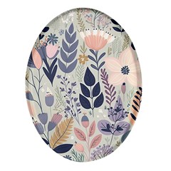 Flower Floral Pastel Oval Glass Fridge Magnet (4 Pack)