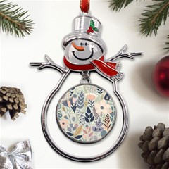 Flower Floral Pastel Metal Snowman Ornament