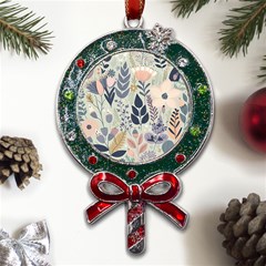 Flower Floral Pastel Metal X mas Lollipop With Crystal Ornament by Vaneshop