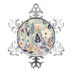 Flower Floral Pastel Metal Small Snowflake Ornament by Vaneshop