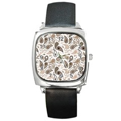 Paisley Pattern Background Graphic Square Metal Watch by Vaneshop