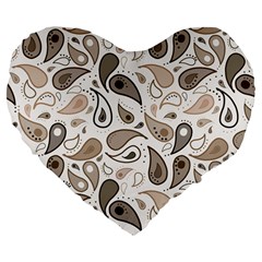 Paisley Pattern Background Graphic Large 19  Premium Flano Heart Shape Cushions by Vaneshop