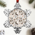 Paisley Pattern Background Graphic Metal Small Snowflake Ornament Front