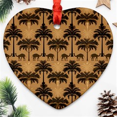 Camel Palm Tree Heart Ornament (two Sides) by Vaneshop