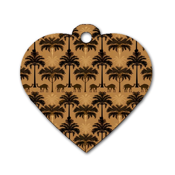 Camel Palm Tree Dog Tag Heart (Two Sides)